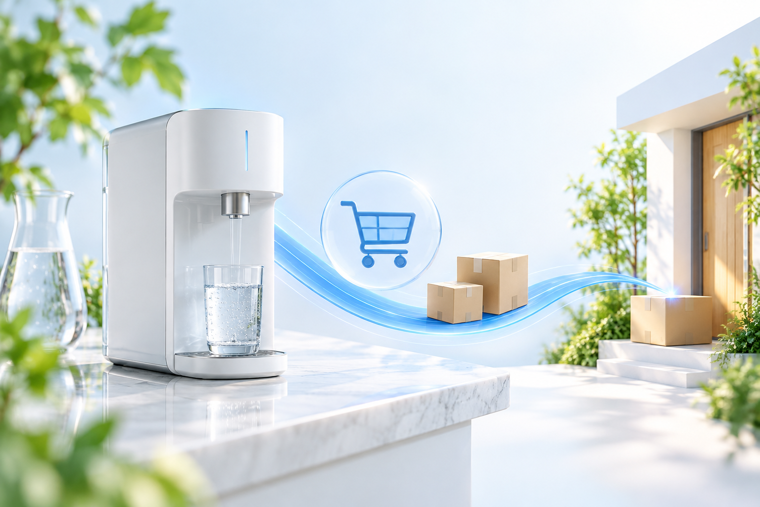 空気から水を作る無限水と商品販売のイメージ